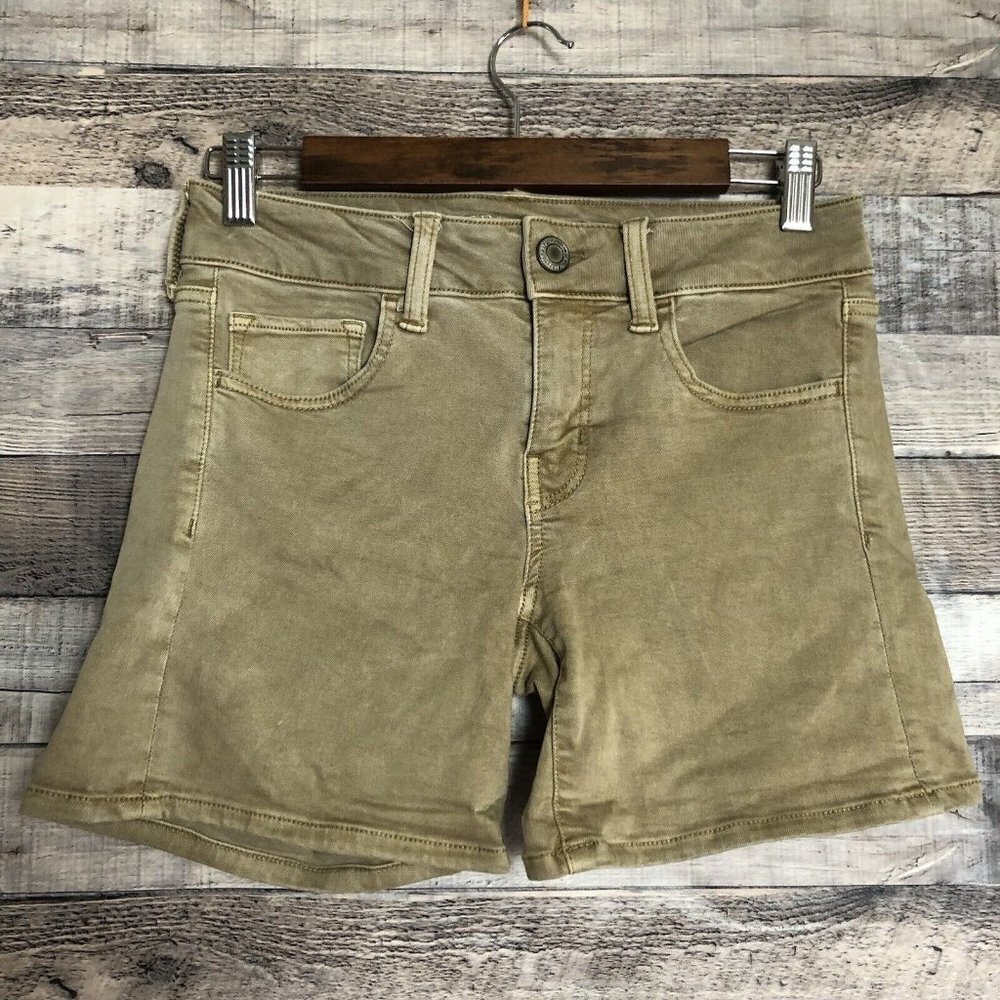 American Eagle Shorts Womens 4 Brown Midi Super Stretch Preppy Outdoor